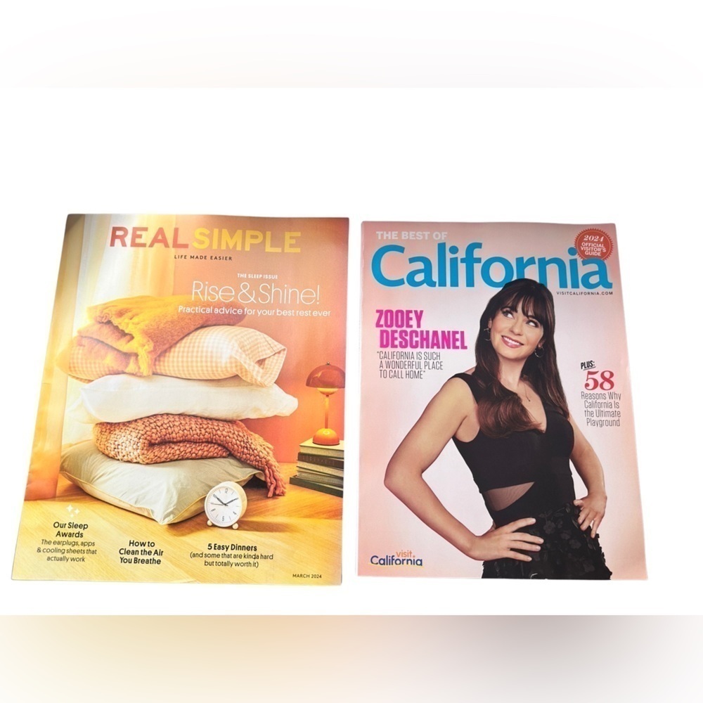 Real Simple & The Best Of California Magazines (March 2024 - Brand New) 🌴💤🌊